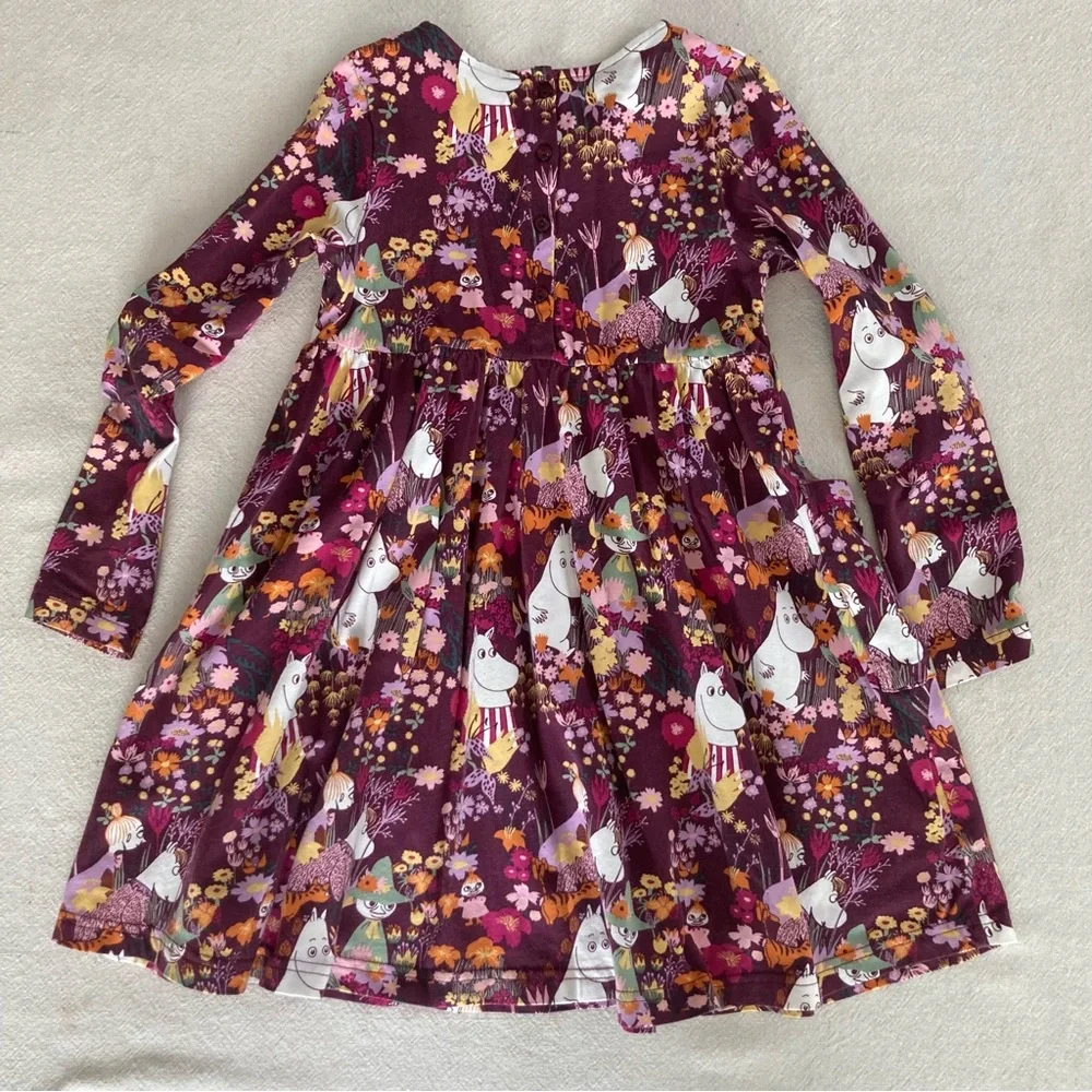 Moomin Forest Print Long Sleeve Kids Dress - Picture 2 of 4